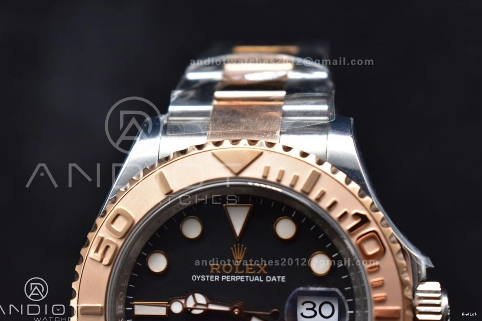 Gold Best Dial Edition Plated VR3235 904L 1:1 Yacht-Master Steel Black Rose Bracelet On 126621 SS Clean 1205